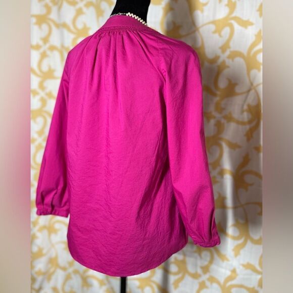 🔥❤️🔥 Worthington Stretch Smocked Collar Bright Pink 3/4 Cuff Sleeve Wome… - Picture 8 of 8